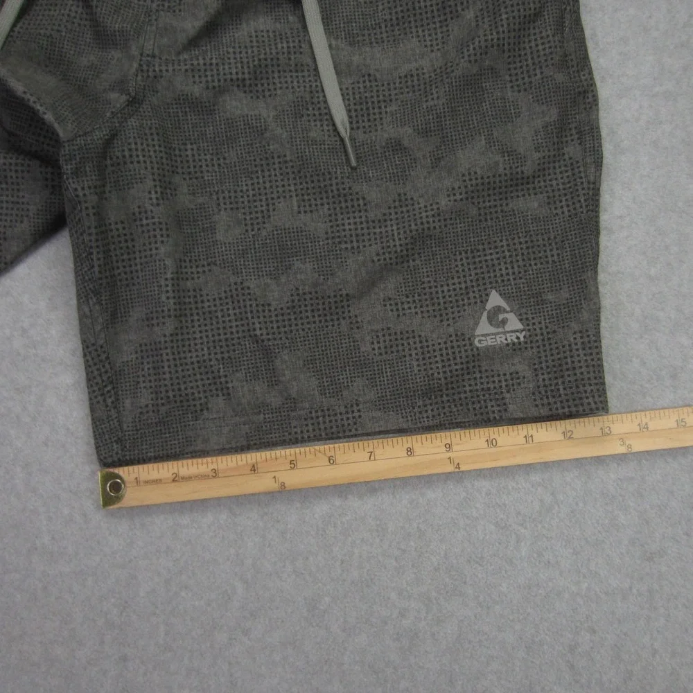 Gerry Mens 37 Swim Trunks Gray Camo AOP Hybrid Lined Boardshorts Built In Brief